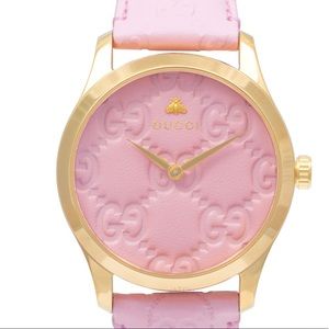 NWT GUCCI Watch G-Timeless 27mm Yellow Gold Pastel Pink